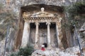 Lycian rock cut tomb. Rock graves Amyntas tomb Royalty Free Stock Photo