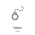 Fetters outline vector icon. Thin line black fetters icon, flat vector simple element illustration from editable magic concept Royalty Free Stock Photo