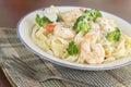 Fettuccine Alfredo Shrimp Royalty Free Stock Photo