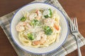 Fettuccine Alfredo Shrimp Royalty Free Stock Photo