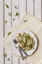 Fettuccine Alfredo with Zucchini Royalty Free Stock Photo