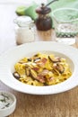 Fettuccine Carbonara with bacon and mushroom Royalty Free Stock Photo