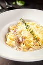 Fettuccine Carbonara with Parmesan Royalty Free Stock Photo