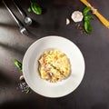 Fettuccine Carbonara with Parmesan Royalty Free Stock Photo