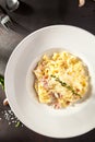 Fettuccine Carbonara with Parmesan Royalty Free Stock Photo