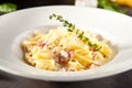 Fettuccine Carbonara with Parmesan Royalty Free Stock Photo