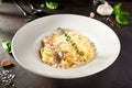 Fettuccine Carbonara with Parmesan Royalty Free Stock Photo