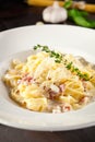 Fettuccine Carbonara with Parmesan Royalty Free Stock Photo