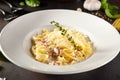 Fettuccine Carbonara with Parmesan Royalty Free Stock Photo