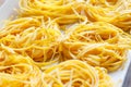 Fettuccine dried pasta close up