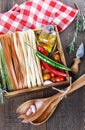 Fettuccine over rustic wooden background Royalty Free Stock Photo