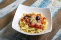 Fettuccine pasta with fresh homemade tomato sauce and parsley Royalty Free Stock Photo