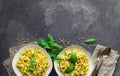 Fettuccine pasta with pesto sauce Royalty Free Stock Photo