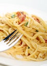 Fettuccini carbonara pasta meal Royalty Free Stock Photo