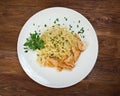 Fettuccini pasta with salmon Royalty Free Stock Photo