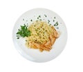 Fettuccini pasta with salmon Royalty Free Stock Photo