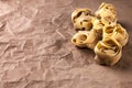 Fettucine Pasta on Brown Paper Background