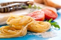 Fettucine pasta ingredient Royalty Free Stock Photo