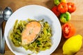 Fettucini with salmon Royalty Free Stock Photo