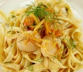 Fettucini With Scallops Royalty Free Stock Photo