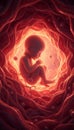 Fetus developing inside a glowing womb with ivf concept Royalty Free Stock Photo