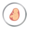 Fetus icon in cartoon style isolated on white background. Pregnancy symbol stock