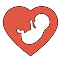 Fetus Icon. Icon of the Embryo in the heart. Maternal love. Beloved baby