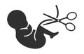 Fetus icon. Prenatal human child with placenta symbol. Embryo sign. Embryo with scissors. Vector illustration Royalty Free Stock Photo