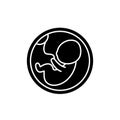 Fetus in the womb black icon, vector sign on isolated background. Fetus in the womb concept symbol, illustration
