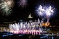 Marseille Harbour Fire Works with Notre Dame de la Garde Royalty Free Stock Photo