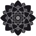 Single Mandala Black and White - Flower Nature, Foliage, Leaves, Energy Wheel Circle Symbol Abstract