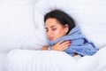 Fever And Cold. Portrait Of Beautiful Woman Caught Flu, Having H Royalty Free Stock Photo