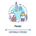 Fever concept icon. High temperature. Inflammation from virus. Patient unwell. Body ache. Flu symptom idea thin line