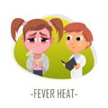 Fever heat medical concept. Vector illustration.