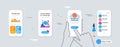 Fever temperature, Clean hands and Umbrella line icons for website, printing. For design. Vector