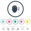 Feverish man solid flat color icons in round outlines