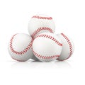 A few baseball balls stacked at pyramid. Royalty Free Stock Photo