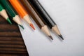 A few colored pencils. Close-up, selective focus Royalty Free Stock Photo