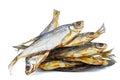 Few cured white-eye bream Ballerus sapa fishes isolated on a white