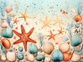 A Group Of Seashells And Starfishes