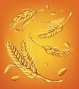 A few ears of wheat on a beige background hand drawing vector sketch