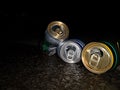 A few empty finished cans of beer design for safety precaution on road.