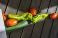 A few fresh assorted vegetables lying Royalty Free Stock Photo