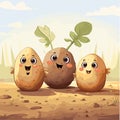 A few funny cartooon potatos vector illustration