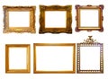 Few gilded frames. Isolated over white background Royalty Free Stock Photo