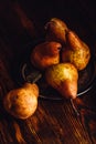 Few Golden Pears on Table. Royalty Free Stock Photo