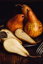 Few Golden Pears on Wooden Table. Royalty Free Stock Photo