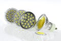 A few GU10 LED bulbs with different sizes chips Royalty Free Stock Photo