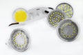 A few GU10 and MR16 LED bulbs with different chips Royalty Free Stock Photo