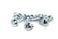 A few isolated galvanized industrial steel screw on white background